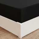 Mellanni Extra Deep Pocket Queen Fitted Sheet - Iconic Collection Bedding Sheets with up to 21 inch Deep Pocket - Soft & Cooling - Fade & Stain Resistant - 1 PC (Queen, Black)