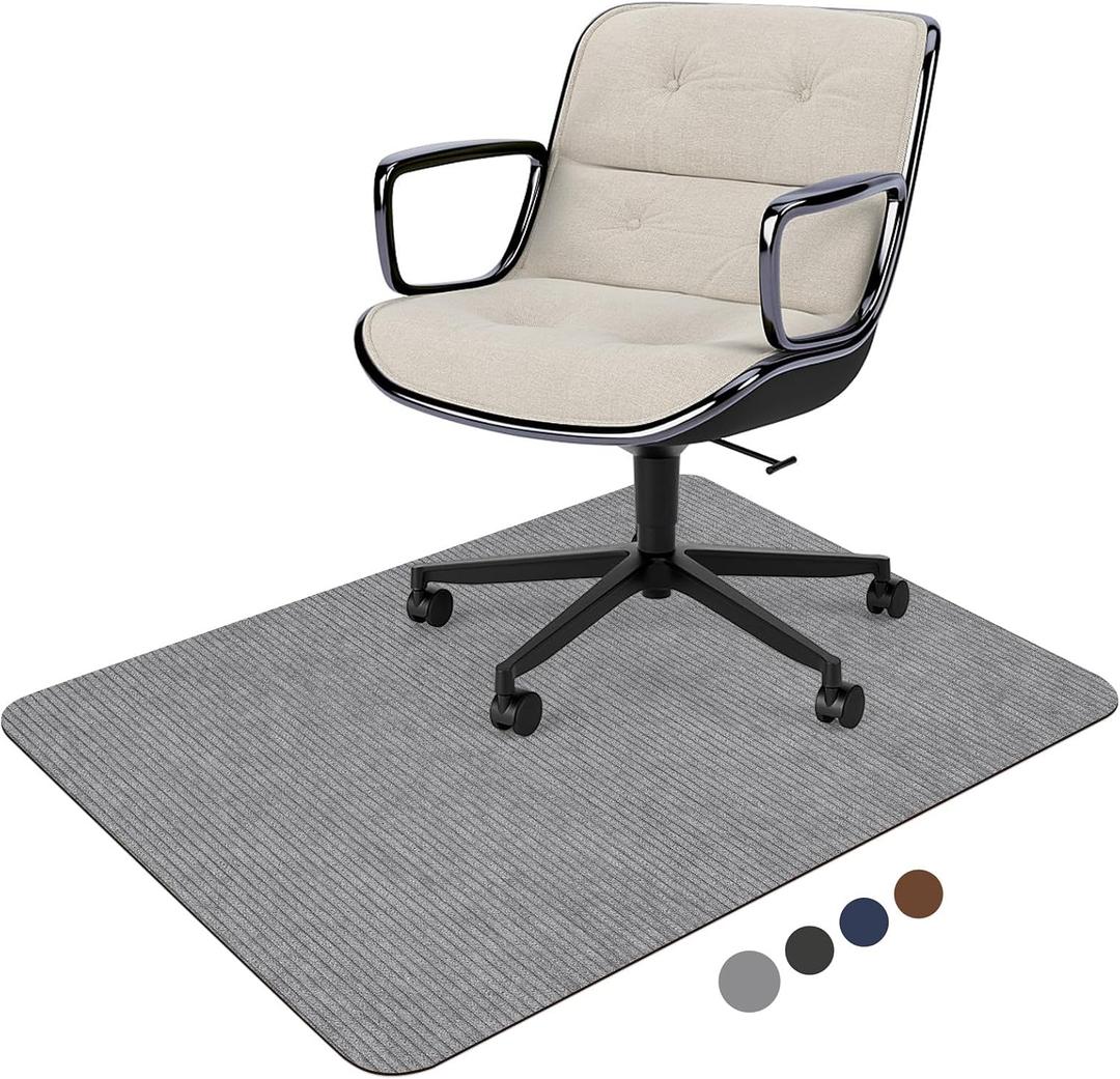 Placoot Desk Chair Mat for Hardwood Floor Corduroy Surface 55''x35'' Office Chair Mat for Rolling Chairs, Under Desk Low-Pile Office Rug Floor Mat