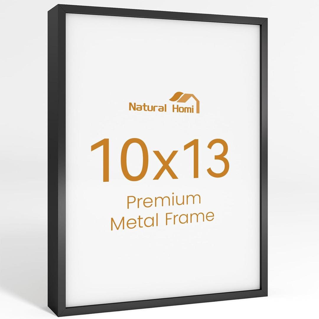 10x13 Aluminum Metal Picture Frame,Tempered Glass Black Photo Frame 10x13 for Family Photo,Posters,Art,Document to Wall Mount Horizontally or Vertically