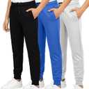 Real Essentials 3 Pack: Boy's Mesh Jogger Sweatpants - Youth Kids Baseball Football Athletic Pants with Pockets