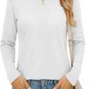 MAGCOMSEN Women's Long Sleeve Shirts Casual Crew Neck T-Shirt 2025 Basic Fall Tops Classic-fit Tee Breathable Cotton Top (Black, XXL)