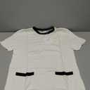 Wenrine Womens Work Dress Business Casual Contrast Color Elegant Short Sleeve Knit Summer Mini Dress, White, Size L