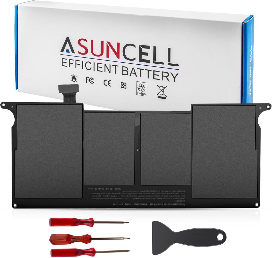 ASUNCELL A1465 A1406 Battery for MacBook Air 11 Inch Early 2015, Early 2014, Mid 2013, Mid 2012, Mid 2011 Model A1370 A1495 Capacity 7.6V 39W 5100mAh