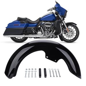 Motorcycle 17" Wrap Front Fender Mudguard for Harley Touring Electra Glide Road Glide Road King Street Glide Gloss Black ABS Plastic