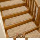 9"x30" Stair Treads for Wooden Steps Indoor, 7Pcs Non Slip Peel and Stick Carpet Stair Treads, Washable & Reusable Self Adhesive Stair Runner Rug for Kids Elders Pets - Beige