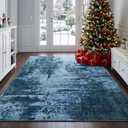 Merelax 3x5 Washable Entryway Area Rug, Blue Small Area Rugs for Living Room Bedroom Kitchen, Boho Abstract Office Rug, Soft Modern Non Slip Low Pile Carpet for Dining Room Kids Room