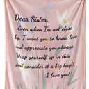 Geniospin Throw Blanket Gifts for Sister, Dear Sister Blanket for Birthday Presents, Super Soft Flannel Throw Blanket for Christmas for Couch Bed Sofa, Warm and Cozy
