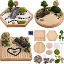 WEBEEDY 3 Sets Mini Zen Sand Garden Kit Japanese Desktop Sandbox Zen Garden Kit Cute Zen Home Office Desktop Decor Sand Craft Accessories,Litter Box Sand for Meditation and Relaxation
