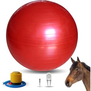 Horse Play Balls 30 Inch Mega Equine Ball for Play Training Horse Soccer Ball Anti-Burst Herding Balls for Horses Goat Donkey Red