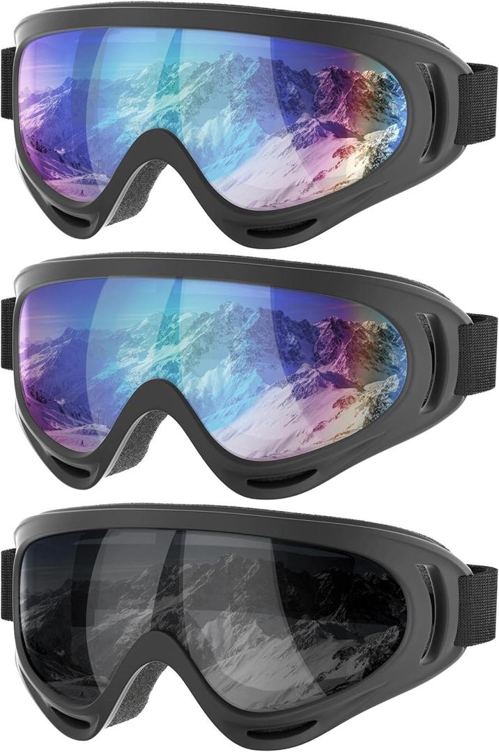 COOLOO Motorcycle Goggles, 3 Pack ATV Dirt Bike Goggles Anti-UV Dustproof Windproof Racing Goggles for Adult Men Women