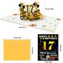 Joycard 17th Birthday Card for Girl Boy, 3D Pop Up Happy Birthday Gift for Daughter Son, Funny 17 Year Old Birthday Decorations for Grandson Granddaughter, Back in 2009 Laser Gold Retro Theme