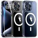 TAURI for iPhone 15 Pro Case, Compatible with MagSafe with Screen Protector, Anti-Yellowing Military-Grade Protection Shockproof Slim Magnetic Case for 15 Pro, Clear