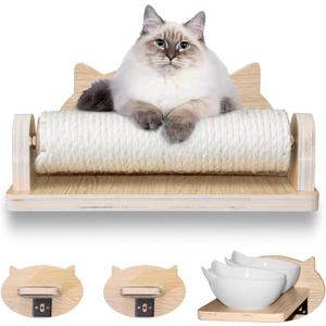 Big Cat Wall Shelves with 3 Steps, Wall Furniture for Large Cats, Feeding Shelf, Mounted Cat Bed, Easy Installation Modern and Durable Shelves for Cats