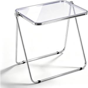 Sintuff Clear Acrylic Folding TV Tray Table, Portable Side Desk, 27.6 x 19.7 x 26.8 inches