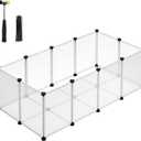 SONGMICS 20 Panels Pet Playpen with Floor, Small Animal Playpen, Pet Fence Indoor, DIY Plastic Enclosure for Guinea Pigs, Bunny, Hamsters, Hedgehogs, 49.2 x 24.8 x 16.5 Inches, White ULPC001W01