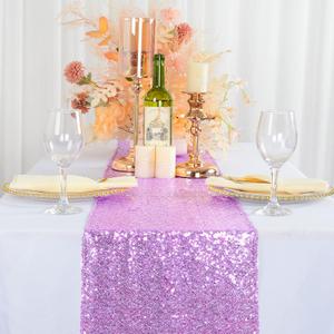 ShinyBeauty 12x72-Inch Rectangle-Lavender-Sequin Table Runner for Wedding Reception/Party/Decor Lilac Table Runner 72 inches Long Bridal Shower Birthday Decor