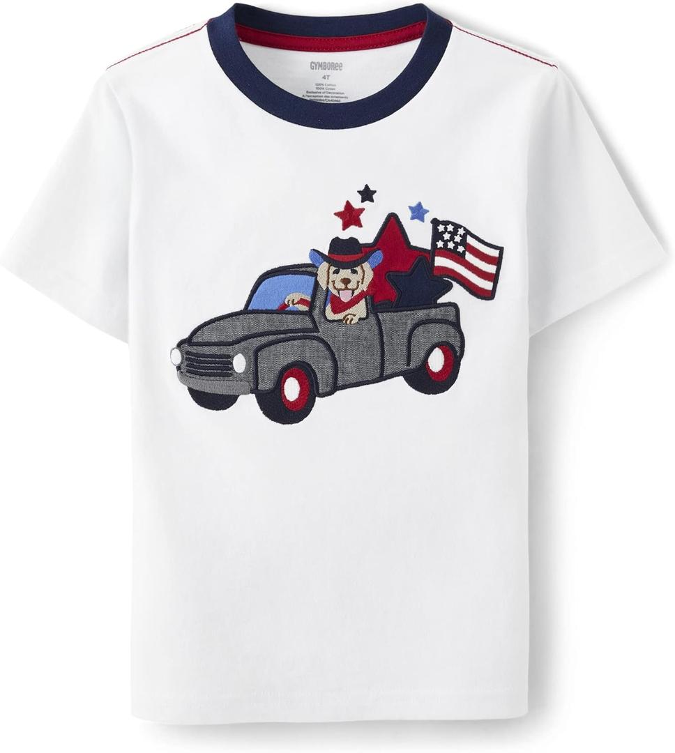 Gymboree Boys and Toddler All Holidays Short Sleeve Embroidered Tops (18-24 Months, Dog Truck) Size 5T