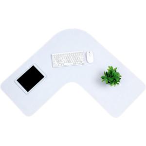 Amylove L Shaped Desk Pad - Waterproof Corner Mouse Pad, Large Rubber Base for Office & Gaming, 36.2 Inches (White)
