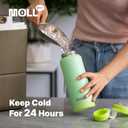 Insulated Water Bottle 24 oz-Stainless Steel Vacuum Wide Mouth Sports Water Bottle for School-Reusable Metal Leak Proof Water Flask for Girls Boys (Opal Green)