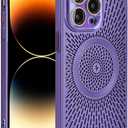 Compatible with iPhone 15 Pro Max All-Inclusive Hollow MagSafe Case [ Senior Heat Dissipation Breathable ] [ Luxury Shock Protection ] iPhone 15 Pro Max Case for Man Women Girls-Purple