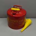 Eagle 5 Gallon Type I Red Safety Gas Can for Gasoline with Flame Arrester, Self-Closing Lid, and F-15 Funnel, Made in the USA, Galvanized Steel Flammable Storage Can, UI50FS