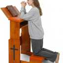 Fanwer Folding Prayer Bench for Home Use - Adjustable Wooden Kneeler for Prayer & Meditation, Compact Kneeling Altar with Bookshelf, Ideal for Church, Chapel, or Personal Devotion