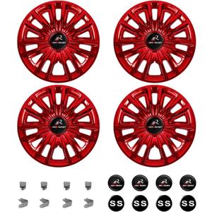 Golf Cart Hub Caps 8 Inch for EZGO/Club Car/Yamaha (Excludes EZGO RXV) Golf Cart Wheels and Tires, Snap-On Installation Wheel Covers Accessories, Premium ABS Plastic, Set of 4, Red