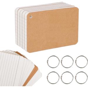 6 Pack 360 Pcs 4x6 Inch Lined Flash Cards with Binder Rings (60 Sheets Each Pack), Ruled Index Cards Study Cards 4x6 Lined Note Cue Cards for Studying, School, Memory