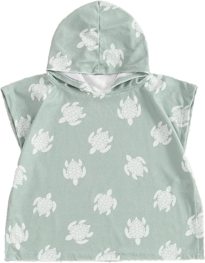 Baby Girl Boy Hooded Beach Towel Swim Cover Up Bath Towels Swim Poncho Swimsuit Cover Up Summer Clothes (B-Green, 06)