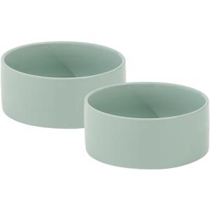 Ceramic 6.1inch Dog Bowls for Small and Medium Breed Dog Dish Pet Food and Water Bowl (Set of 2 Bowls - Light Green, 28oz)