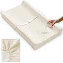 Vegan Leather Baby Changing Pad Covers for Girl, Boy, Waterproof & Wipeable Soft Diaper Changing Mat Cover.Fits Standard Changing Pads with Dimensions of 32" x 16". (Beige)