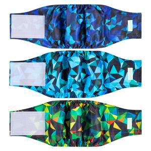 wegreeco Washable Male Dog Belly Band (Stylish Pattern) Pack of 3  Male Dog Belly Wrap, Dog Diapers Male (Abstract Geometrical Blue, XLarge)