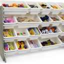 Humble Crew Toy Storage Organizer with 20 Removable Storage Bins for Kids Playroom, 4-Tier Toddler Toy Organization and Storage, Grey/White