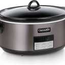 Crock-Pot Large 8-Quart Programmable Slow Cooker with Auto Warm Setting Black Stainless Steel