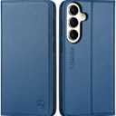 SHIELDON Case for Galaxy S26+ Plus 6.7", Genuine Leather Magnetic Closure Wallet, RFID Blocking Credit Card Holder, Kickstand Shock Absorbing Cover Compatible with Galaxy S26+ 2026 - Royal Blue