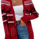 Ugly Christmas Sweater for Women Christmas Cardigans Funny Xmas Open Front Button Down Knit Coat Outwear (Small, Red)