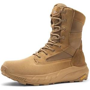 NORTIV 8 Men's Breathable Tactical Military Work Boots Side Zipper Leather Lightweight Hiking Motorcycle Combat Boots 8 Inches Recon 9.5