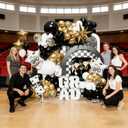 PageebO Graduation Balloon Garland Arch Kit, 150Pcs Black and Gold White Balloons with Graduation Certificate Star Foil Balloons For Graduation Party Class of 2026 Grad Prom Decorations