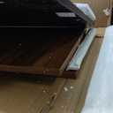 LITTLE TREE 63 Inches Reception Desk, Modern Reception Table with LED Light, Front Counter Desk, Wooden Checkout Counter for Lobbies, Salons, Retail, Home Offices, Reception Room, Black & Brown