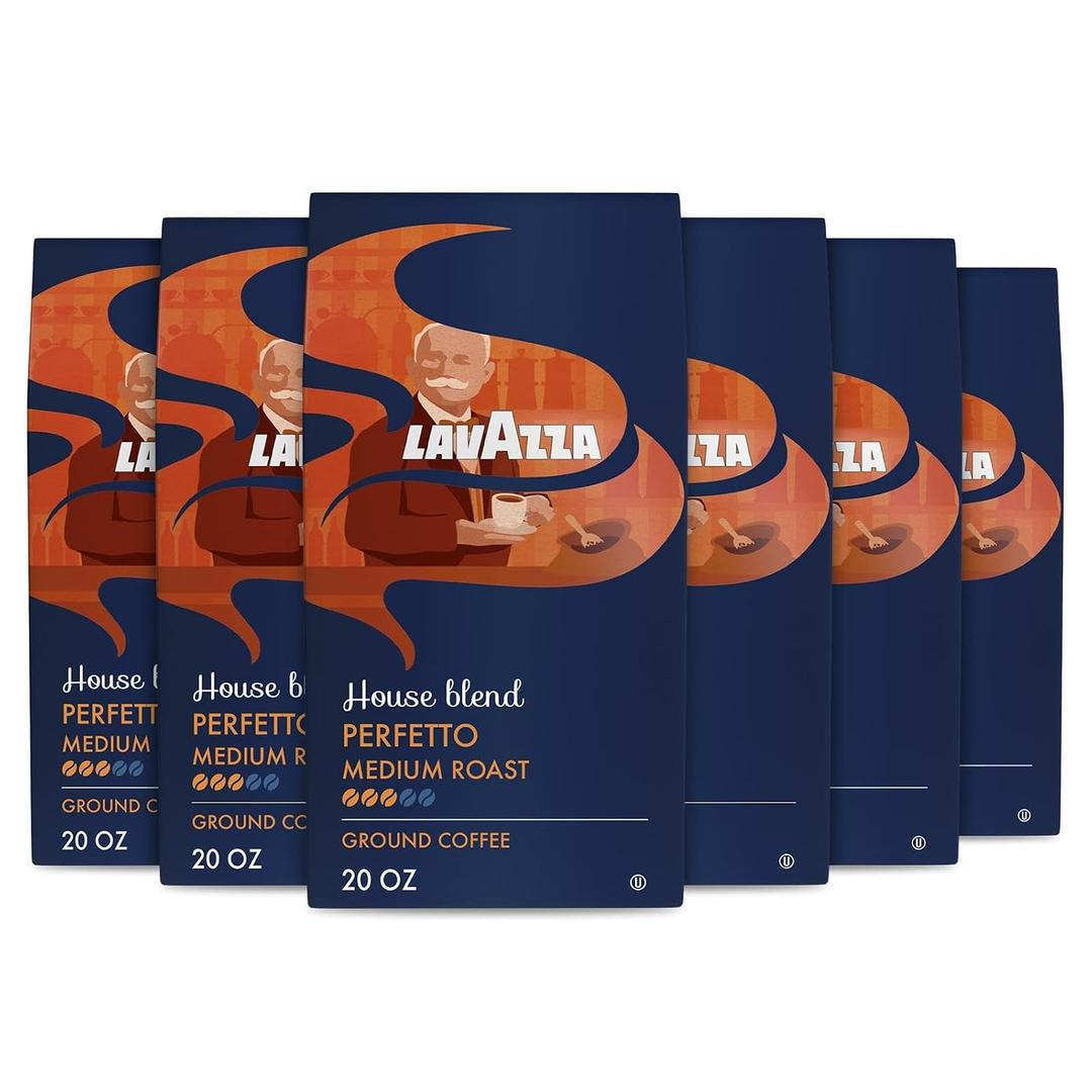 Lavazza House Blend Perfetto Ground Coffee 12oz Bag, Medium Roast, Full-bodied, Intensity 3/5, 100% Arabica, Ideal for Drip Brewers, Pack of 6, BBD 06/30/2026
