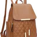 KKXIU Quilted Trendy Leather Backpack Purse for Women and Ladies Shoulder Travel Daypacks Bags (Brown)