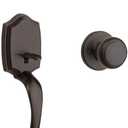 Kwikset Belleview Front Door Lock Handle and Deadbolt Set, Entry Handleset Exterior with Interior Door Knob, Venetian Bronze, Pick Resistant SmartKey Rekey Deadbolt Security, Brown