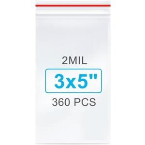 360Pcs 3x5 Inch Mini Plastic Bags, Resealable Small Zip Baggies for Small Business, Storage, Gifts, Candy, Screws, Jewelry, Daily Pills