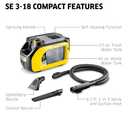 Krcher Cordless Carpet and Upholstery Cleaner, Self-Cleaning Function, Spot Cleaner for Carpets, Cars and Furniture, SE 3-18 Compact - Tool Only