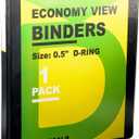 Black D-Ring 3-Ring Binders, 0.5 Inch 1 Pack, 3.4mm Thick Cover, Writable Spine on The Side, Hold 150 Sheets of 8.5" x 11" Paper.