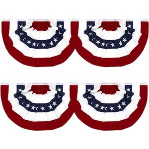 Flaglink 1.5x3Ft American Pleated Fan Flag Width Approx 90cm - US Patriotic Half Fan Bunting Flag 4 PACK