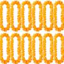Suncalla 12 Pcs Hawaiian Leis Garland Ruffled Hula Aloha Flower Necklaces Luau Hen Stag Hawaiian Fancy Dress Decorations for Adults Beach Tropical Themed Birthday Summer Party Favors(Orange)