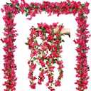 Artificial Bougainvillea Flowers Vines Silk Fuchsia Plants 69" Long Trailing Vines Realistic for Indoor Outdoor Home Garden Wedding Party Decoration (Fuchsia -Pack of 4)