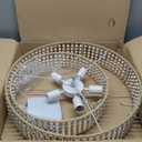 24" Boho Chandelier Light Fixtures,5 Lights Farmhouse Wood Beaded Drum Chandeliers Rattan Handed Woven Lighting for Dining Room Living Room Kitchen Bedroom