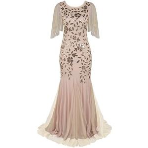 PrettyGuide Women's Evening Dress 1920s Sequin Mermaid Hem Maxi Long Formal Ball Gown, Size: 12-14